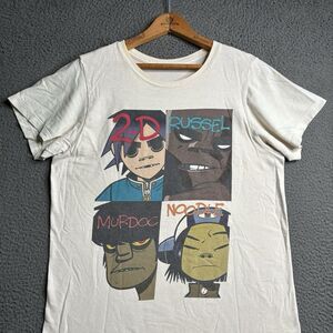 Y2K 2001 Gorillaz Band Tshirt 2-D Russel Murdoc & Noodle White Size Small